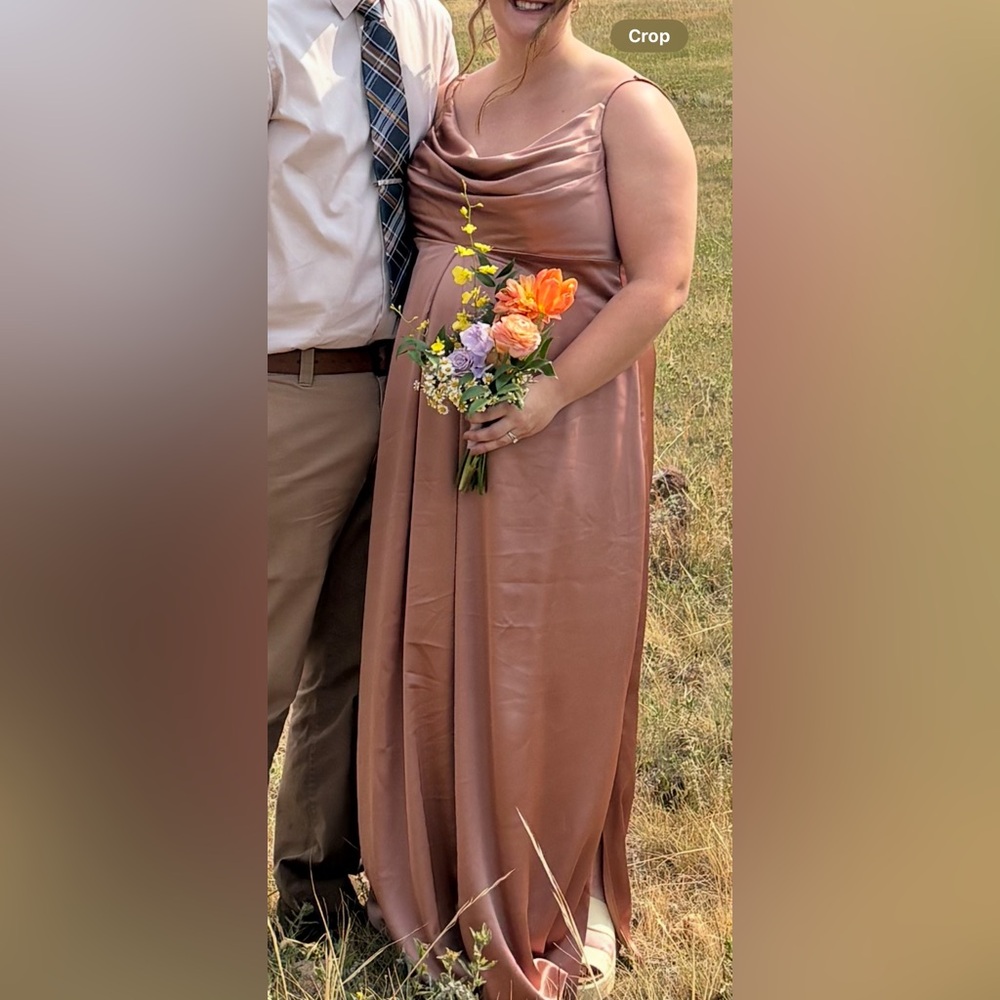 Revelry Maternity Satin Toffee Dress